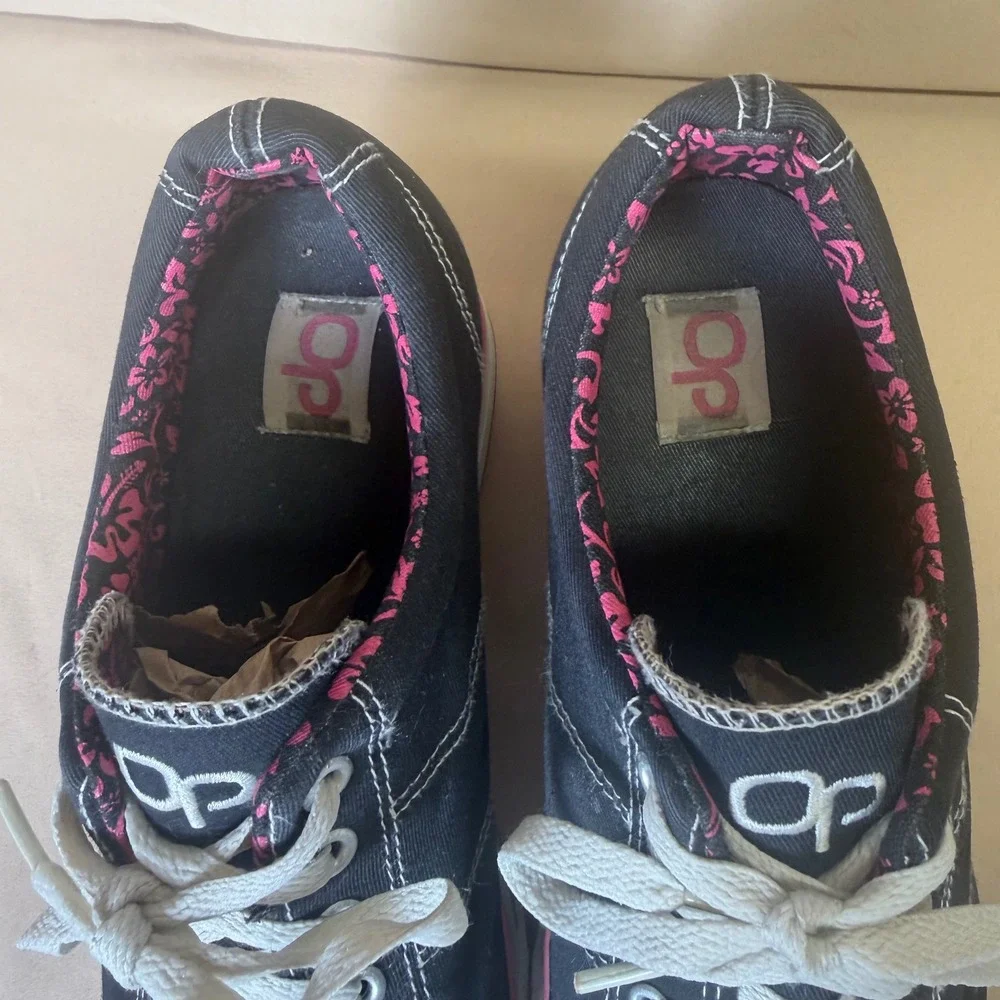 Op Ocean Pacific Starlett Vintage Y2K Black Pink Canvas Platform Sneakers 9.5